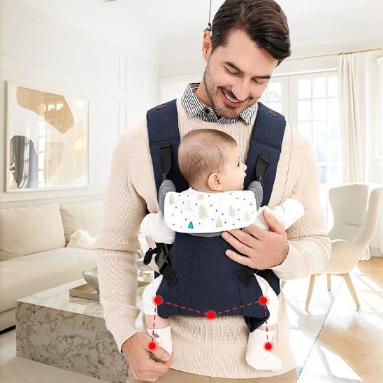 bébé et papa dans porte bébé