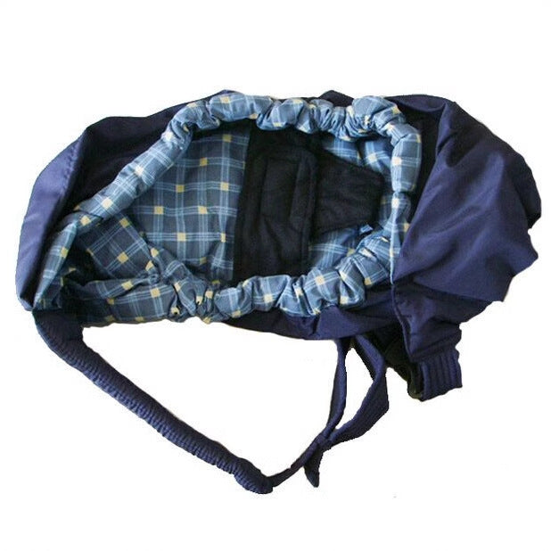 Accessoire rembourré en tissu bleu profond avec intérieur à carreaux doux