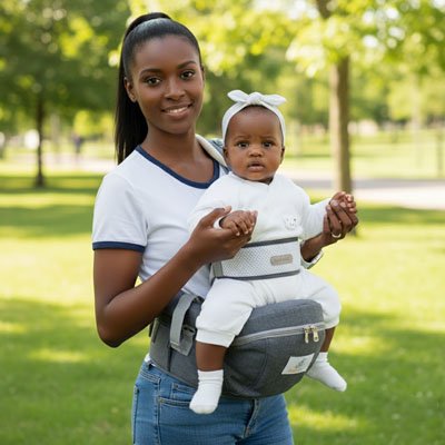 Parc ensoleillé avec bébé lové contre le cœur du parent