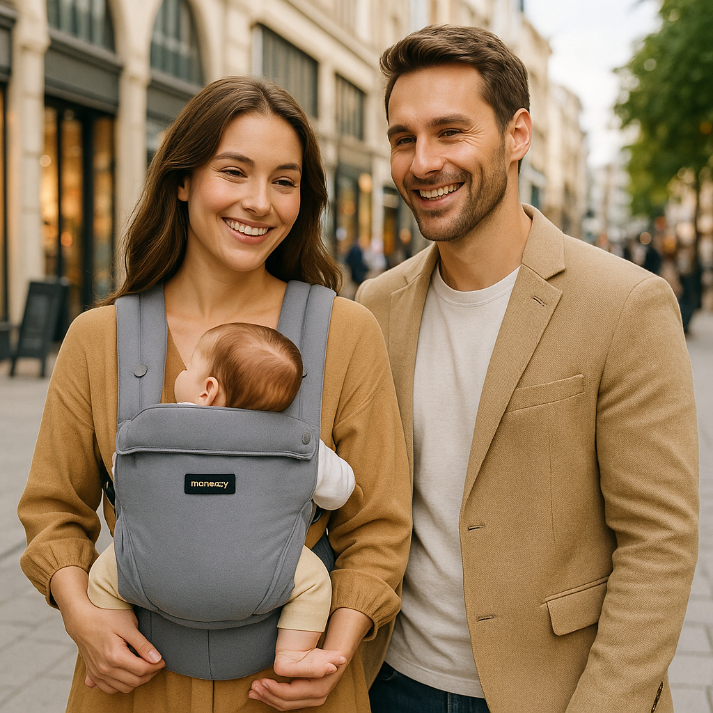 Scène urbaine avec papa et maman balade en duo